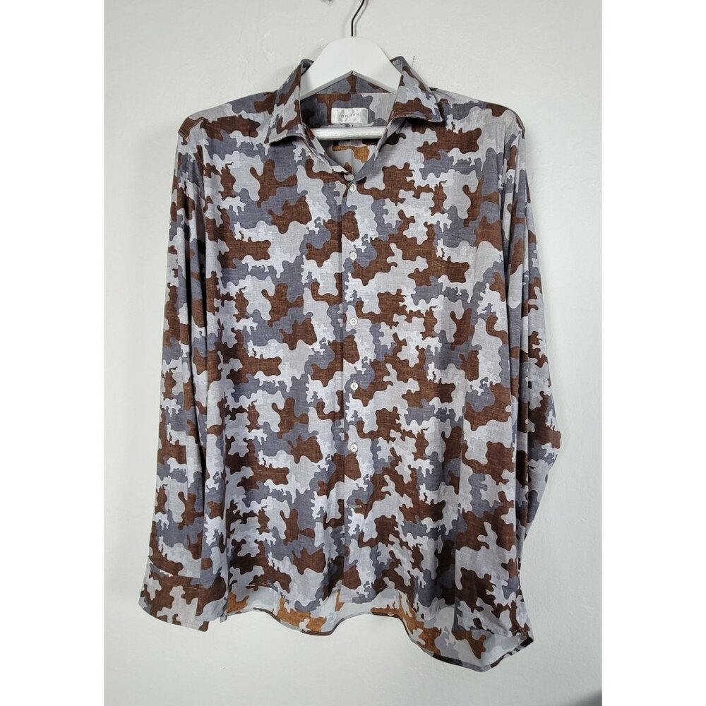 Ordean Mens Camouflage Button-Up Shirt XXL Long Sleeve Lightweight Casual Wear
